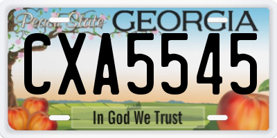 GA license plate CXA5545