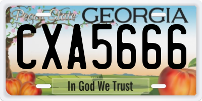 GA license plate CXA5666