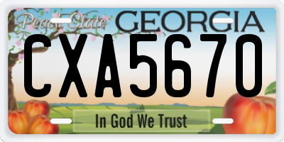 GA license plate CXA5670