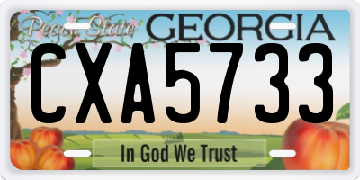 GA license plate CXA5733