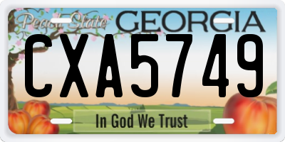 GA license plate CXA5749