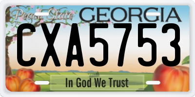 GA license plate CXA5753