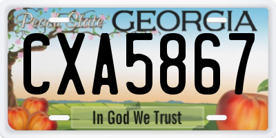 GA license plate CXA5867
