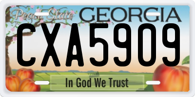 GA license plate CXA5909