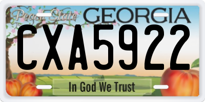 GA license plate CXA5922