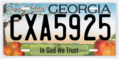 GA license plate CXA5925