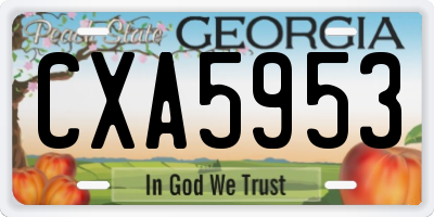 GA license plate CXA5953