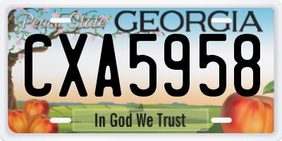 GA license plate CXA5958