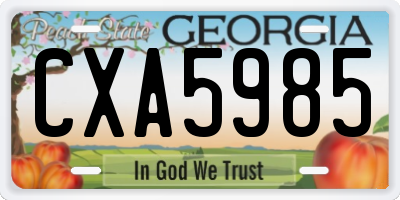 GA license plate CXA5985