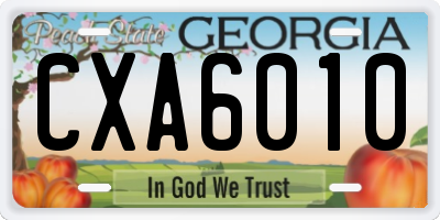 GA license plate CXA6010
