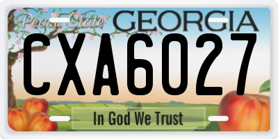GA license plate CXA6027