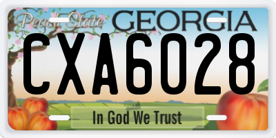 GA license plate CXA6028
