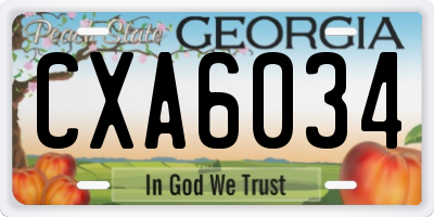 GA license plate CXA6034