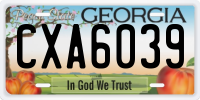 GA license plate CXA6039