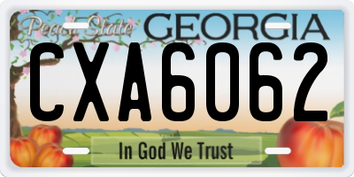 GA license plate CXA6062