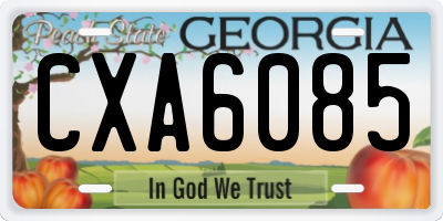 GA license plate CXA6085