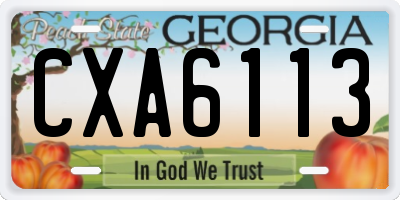 GA license plate CXA6113