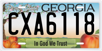 GA license plate CXA6118
