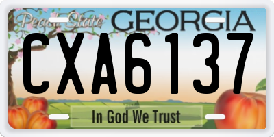 GA license plate CXA6137