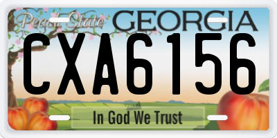 GA license plate CXA6156