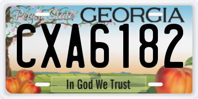 GA license plate CXA6182