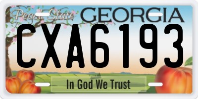GA license plate CXA6193
