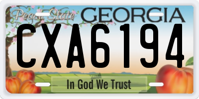 GA license plate CXA6194