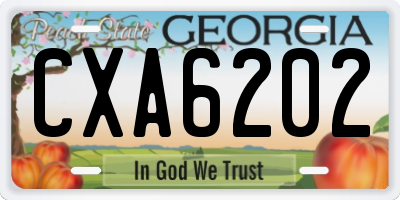 GA license plate CXA6202