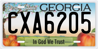 GA license plate CXA6205