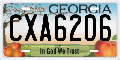 GA license plate CXA6206