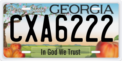 GA license plate CXA6222
