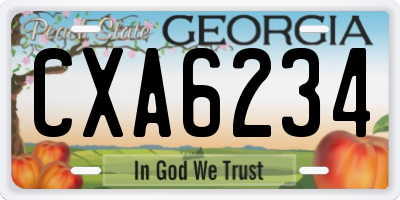 GA license plate CXA6234