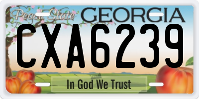 GA license plate CXA6239