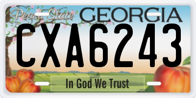 GA license plate CXA6243
