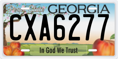 GA license plate CXA6277