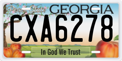 GA license plate CXA6278