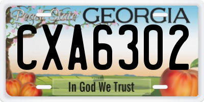 GA license plate CXA6302
