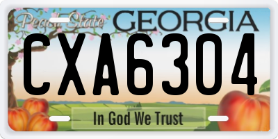 GA license plate CXA6304