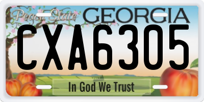 GA license plate CXA6305