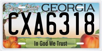 GA license plate CXA6318