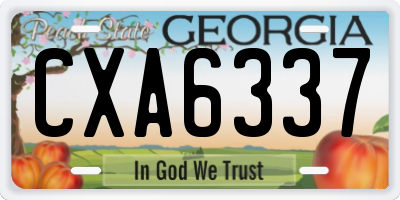 GA license plate CXA6337