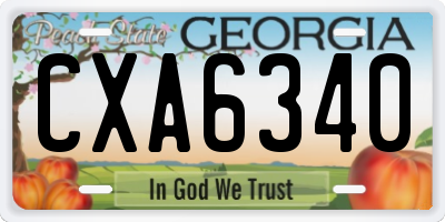GA license plate CXA6340
