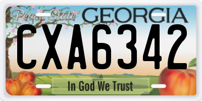 GA license plate CXA6342