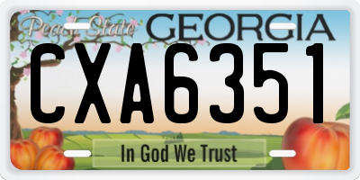 GA license plate CXA6351