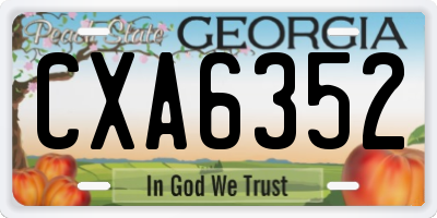 GA license plate CXA6352