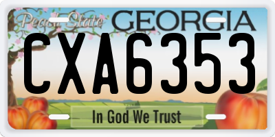GA license plate CXA6353