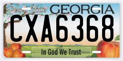GA license plate CXA6368