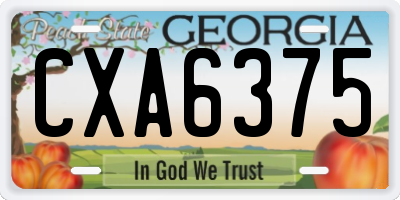 GA license plate CXA6375