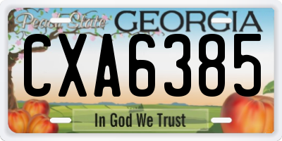 GA license plate CXA6385