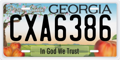 GA license plate CXA6386